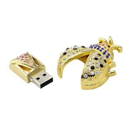 China New Factory Outlet High Quality Crystal Zinc Alloy USB Pen Drive 4GB 8GB 16GB 32GB 64GB Beatle Flash Cute Cute Drive For Creative Gift for sale