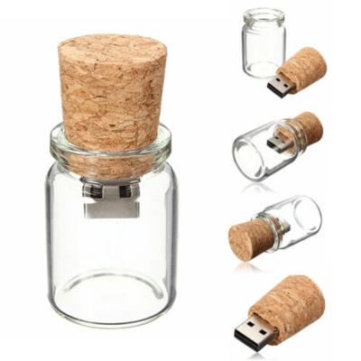 China Cheap Cork Wish Drifting Wedding Gift USB Flash Wood+ Wooden Bottle Glass-Glass Pen Drive 2.0 3.0 USB Stick 16GB for sale