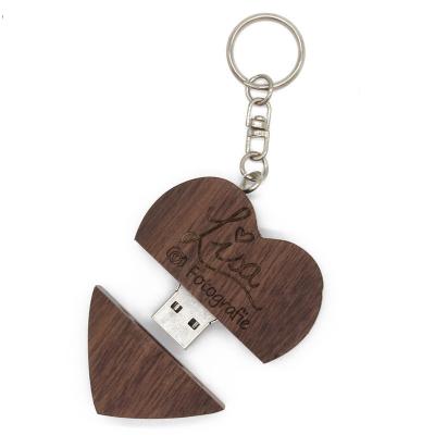 China Hot Selling High Quality Eco-friendly Custom Wooden USB Drive Heart Shape Bamboo USB Flash Drive With Box for sale