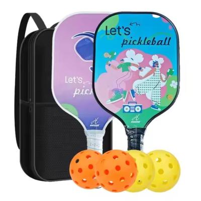 China Higooo USAPA - standard PP Honeycomb Core Fiberglass Pickleball Paddle Set, including 2 paddles, 4 balls and 1 bag. Customization available. for sale