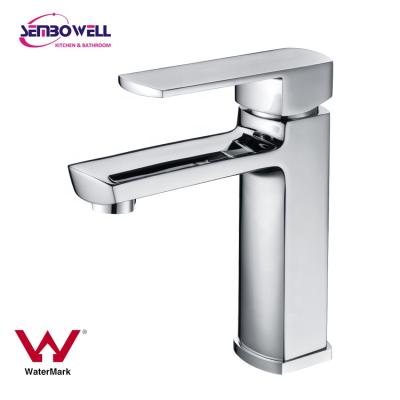 China New Design Modern Watermark Sembowell Chrome Bathroom Faucet Basin Faucet Brass Rectangular Basin Mixer for sale