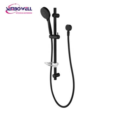 China Without Diverter Matt Black Stainless Steel Shower Slide Bar With Shower Head And Hand Hose Shower Rail Set for sale