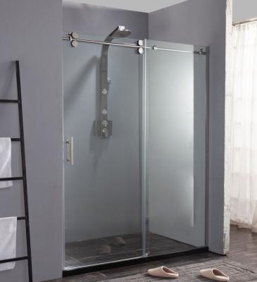 China Hot Sale Modern Hotel Stainless Steel Shower Door Frameless Bathroom Tempered Glass Sliding Shower Enclosure Piece With Roller for sale