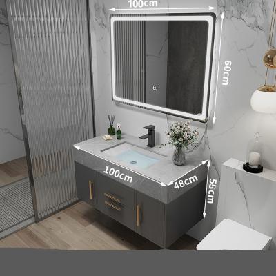 China Modern Gray 100cm Cabinet Quality Modern Wall Sink With Mirror Smart Square Bathroom Cabinet for sale