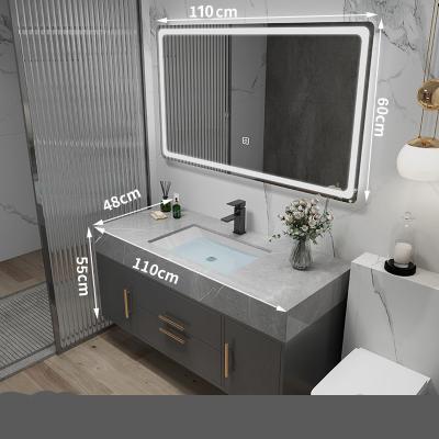 China Modern Gray 110cm Cabinet Quality Modern Wall Sink With Mirror Smart Square Bathroom Cabinet for sale