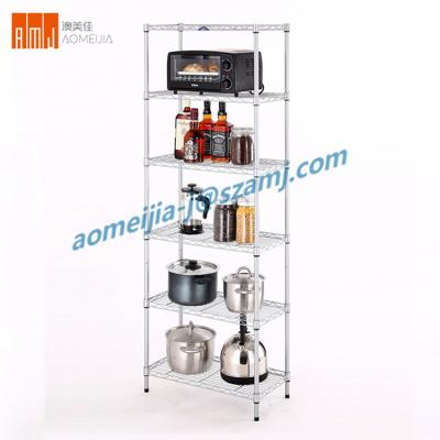 China Sustainable Silver Color Powder Coated Folding Adjustable 6 Layer Wire Shelf for sale