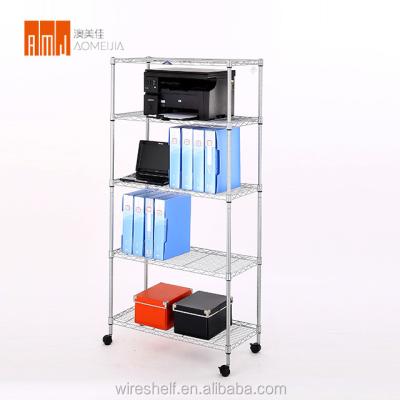 China Hanging Adjustable Home Storage Organizer Moving Wire Shelf With Casters for sale