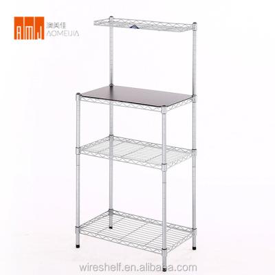 China Wire Sustainable Stylish Baker's Kitchen Storage Rack With Table for sale