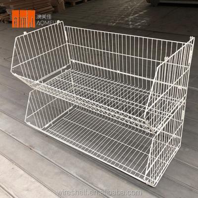 China Sustainable Stackable Industrial Heavy Duty Wire Mesh Basket For Supermarket for sale