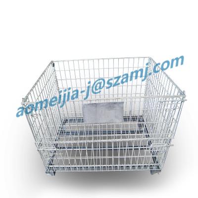 China Cheap Steel Folding Storage Rack Supermarket Wire Mesh Cage Customized Price Support for sale