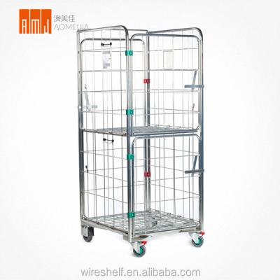 China Storage Warehouse Storage Pallet Cage Foldable Rolling Metsal Cart for sale