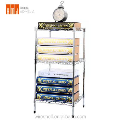 China 3-Shelf Basics Storage Unit Metal Book Display Furniture Organizer Wire Shelving Sustainable Corner Rack for sale