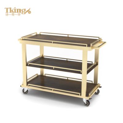 China SUS304 Stainless Steel Frame Catering 3 Tiers Drink Food Service Cart For 5 Star Hotel for sale