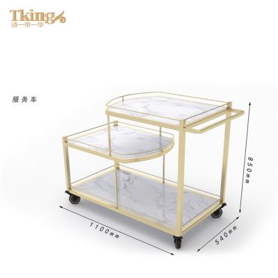 China Professional Customized Adjustable Aluminum Stainless Steel Buffet Hotel Room Equipment Serving Trolley for sale