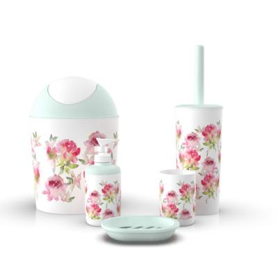 China Sustainable Modern Flowers Design Luxury Decorative 5pcs Bathroom Accessories Set for sale