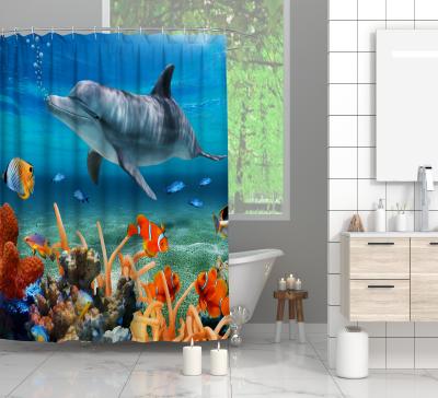 China Polyester Sustainable Waterproof Printed Shower Curtain for sale