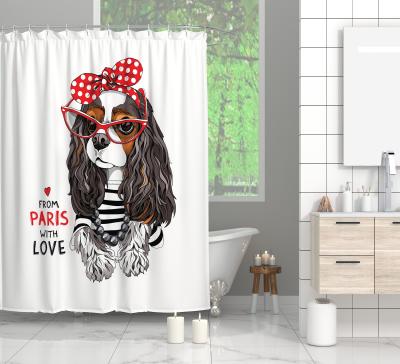 China Custom Viable Logo Wholesale Printing Design 3D Cute Animal Shower Curtain For Bathroom Decor for sale