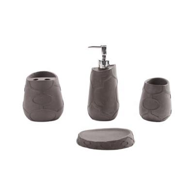 China Viable Hotel Gray Polyresin Bathroom Accessories Deep Set for sale