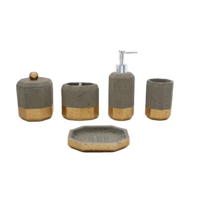 China Sustainable Hot Sales Concrete Bathroom Accessories Set Cement Bath Combo Set for sale