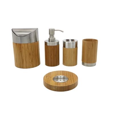 China Sustainable Bathroom Deco Bamboo Bathroom Accessories Set Luxury Morden All-Season New Year Eco-Friendly Art Decor Craftsman Gift Shops for sale