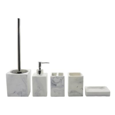 China Viable Marble 5pcs Polyresin Bathroom Accessories Sets for sale