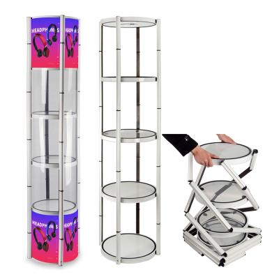 China Portable Luxury Advertising Tornado Spiral Tower Display With Led Light for sale