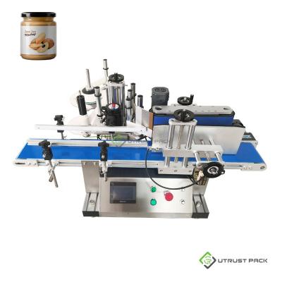 China Automatic Food Table Top Wrap Round Bottle Labeling Machine With Conveyor for sale