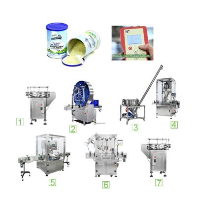 China Automatic Food Milk Powder Tin Can Vacuum Nitrogen Canning and Instant Lid Capping Packing Line for sale