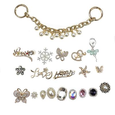 China Shoe charms diy crystal diamond spring metal shoe charm for hobble shoe decoration for sale