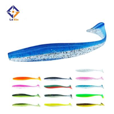 China PVC Material Artificial Smooth Faced Soft Lure 60mm 1.2mm T Tail Lure Soft Bait For River & Sea Fishing for sale