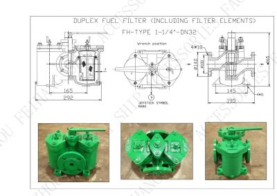 China FH16032 CB/T425 Duplex Oil Strainers Including Filter Elements With Flanged Connection for sale