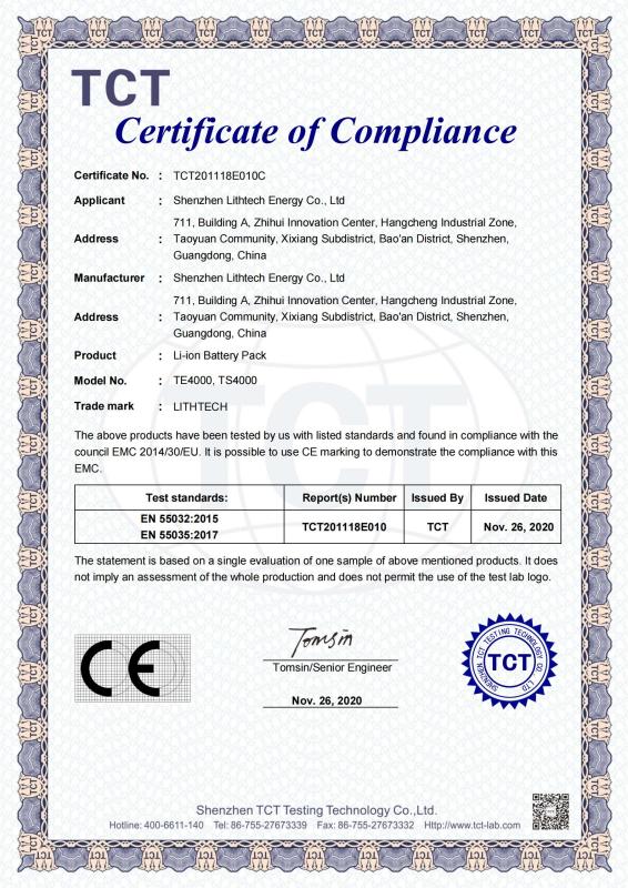 CE - Shenzhen Lithtech Energy Co., Ltd.