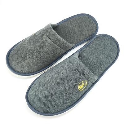 China 3-5 Star Anti-Slip/Soft/Breathable Terry Towel Custom Hotel Slippers With Embroidery for sale