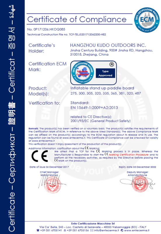 CE - Hangzhou Kudo Outdoors Inc.