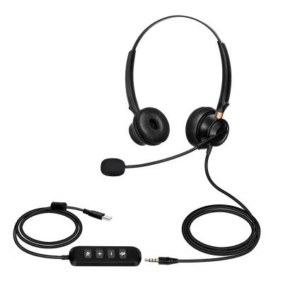 China Headband Noise Canceling Headset Cheap Black Binaural Usb Call Center Headset for sale