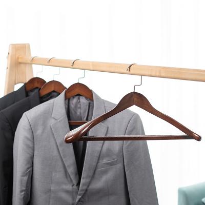 China Hotel Clothing Store Traceless Eco - Friendly Material Anti Slip Wide Shoulder Wooden Hanger for sale