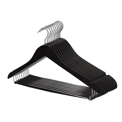 China Eco-friendly Material Wholesale Customized Black Solid Wood Coat Hangers For Clothes for sale