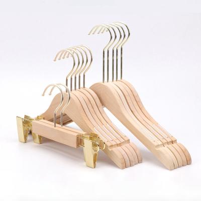 China Custom Logo Solid Wood Children's Eco-friendly Material Adult Hangers Wooden Non-slip Hanger for sale