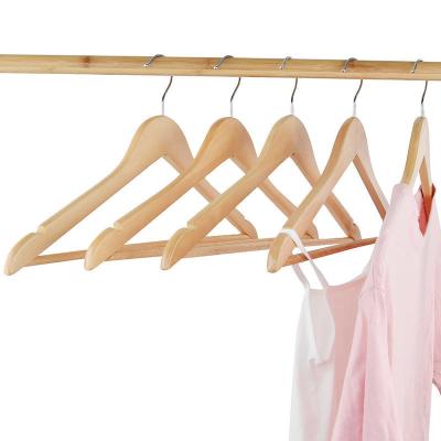 China Cheap Price Eco-friendly Material 100 Pack Custom Logo Non-Slip Natural Wooden Hangers For Costumes for sale