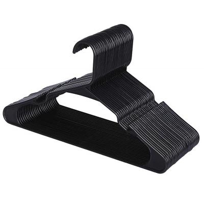 China Anti Slip Plastic Clothing Notched Black Hangers Ideal Hanger For Daily Standard Use for sale