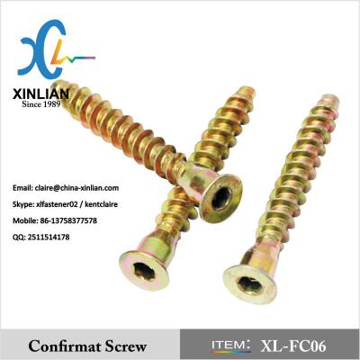 China C1008 Yellow Galvanized Hex Socket Confirmat Screw Cabinet Screw for sale