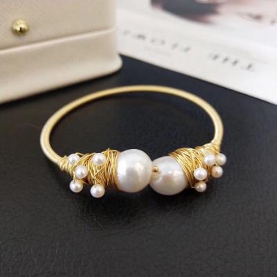 China Haiyang pearl 14k gold bracelet baroque bead pulseras fashion jewelry graceful bracelet cuff for sale