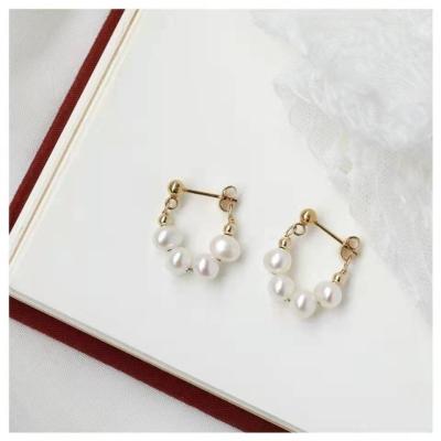 China CLASSIC Elegant Women Fashion Jewelry 3-6 Mm 14k Gold Filled Post Stud Wholesale Natural Freshwater Pearl Earrings for sale