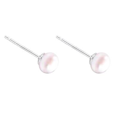 China Haiyang 2021 CLASSIC hot sale simple jewelry gift flat back pearl studs earrings 925 silver Bling pearl stud earring for sale