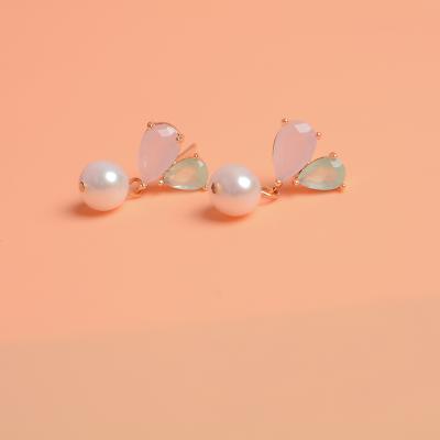 China Handmade finish Haiyang gold plated silver stud earrings 925 sterling pearl heart for sale