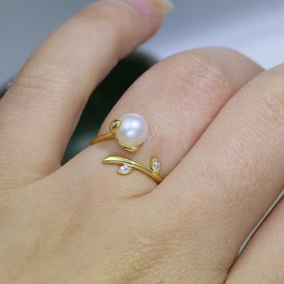 China Graceful Haiyang Pearl Bead Ring in 2021 Gold s925 Pearl Ring for sale