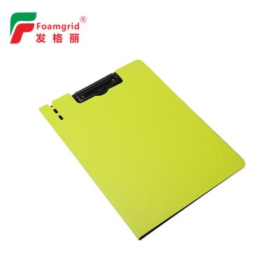 China vigorous & Promotion eco-friendly custom colored plastic pp clipboard, A5 foldover clipboard, double side clipboard with pen holder for sale