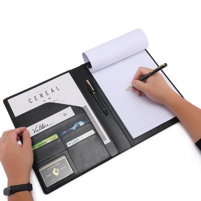 China Manager's Folder with Meeting Leather Stand A4 Computer Card Slot Multifunctional PU Clipboard Filing Document File Folder with Calculator for sale