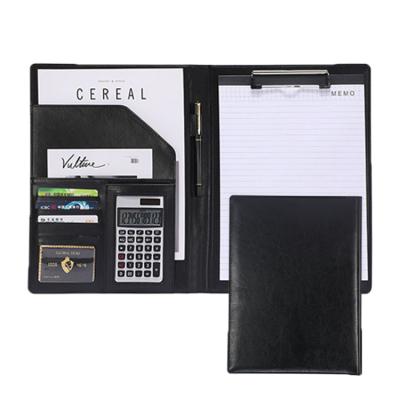 China Manager's Folder with Computer Card Slot A4 Manager Folder Leather Clipboard Customized Folder Business Folder with Calculator for sale