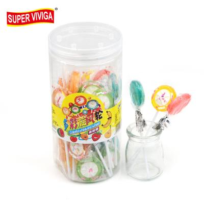 China Normal Custom Halal Colored Porcelain Swirl Wheel Hard Lollipop for sale